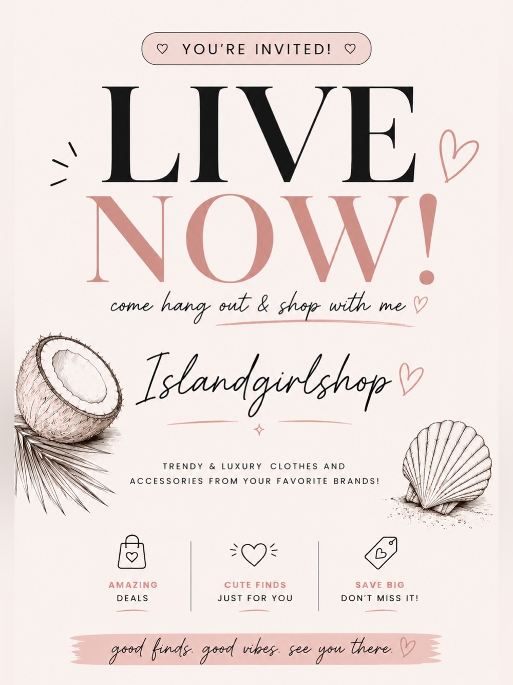 LIVE SALE NOTIFICATION! I AM LIVE 🫶
🏝️🥥🌸